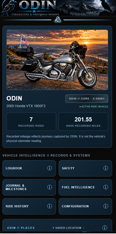 Actual ODIN CORE Vehicle Intelligence screenshot